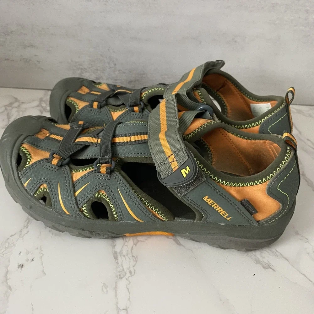 Merrell Hiking Sandals Kids Sz 4W Grey Orange‎ Outdoor Camping